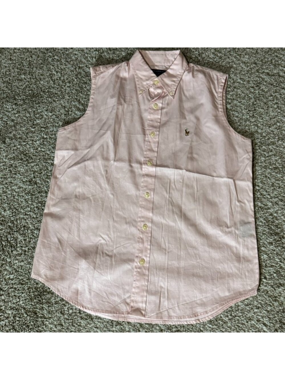 Ralph Lauren Shirt Womens Small Button Down Pink Sleeveless Pony